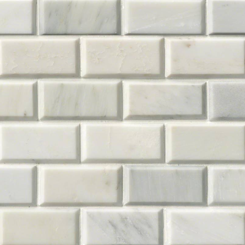 MSI Backsplash and Wall Tile Greecian White Mosaic Polished Beveled Subway Tile 2" x 4 12" x 12"