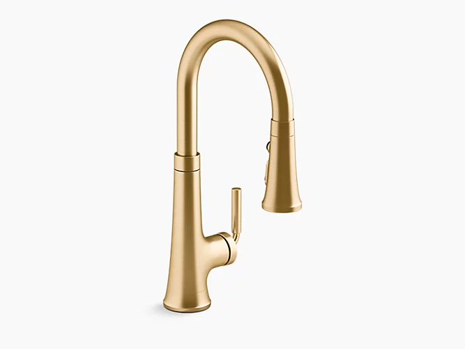 Kohler Tone 17" Modern Pull-down Single-handle Kitchen Faucet in Vibrant Brushed Brass