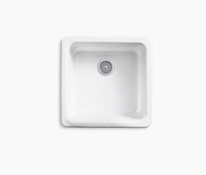 Kohler Iron/tones 20-7/8" X 20-7/8" X 10" Top-mount/undermount Single-bowl Kitchen Sink - White