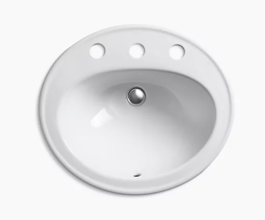 Kohler Pennington Drop-in Bathroom Sink With 8" Widespread Faucet Holes - Biscuit