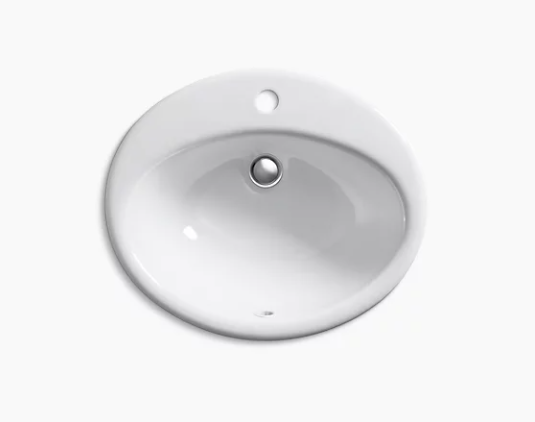 Kohler Farmington Drop-in Bathroom Sink With Single Faucet Hole - White
