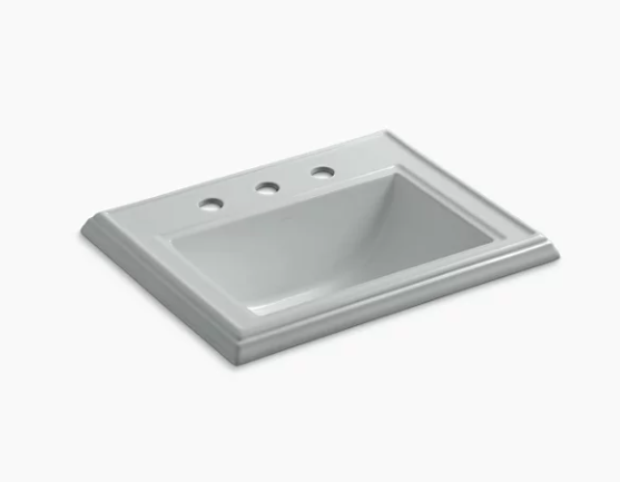Kohler Memoirs Classic 17" X 10" Classic Drop-in Bathroom Sink With 8" Widespread Faucet Holes - Ice Grey