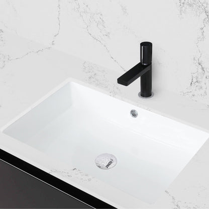 Stylish Voguish 24" x 16" Rectangular Undermount Ceramic Bathroom Sink with 2 Overflow Finishes P-208