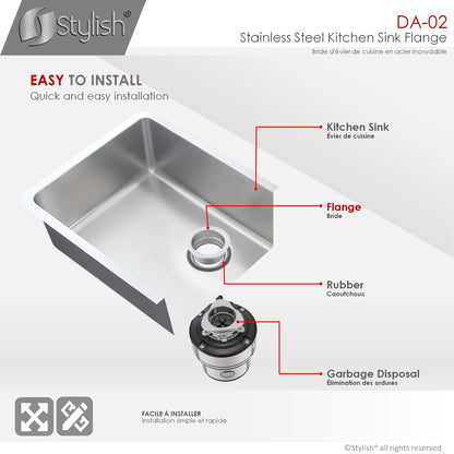 Stylish Stainless Steel Sink Flange for Round Drain Hole DA-02