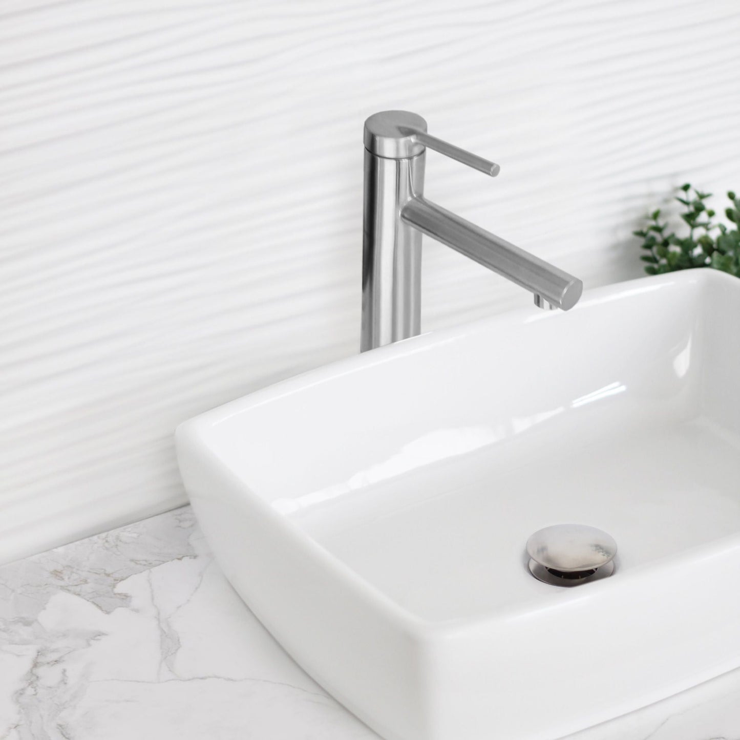 Stylish Carol 11.62" Bathroom Vessel Faucet Single Handle Brushed Stainless Steel Finish B-123S