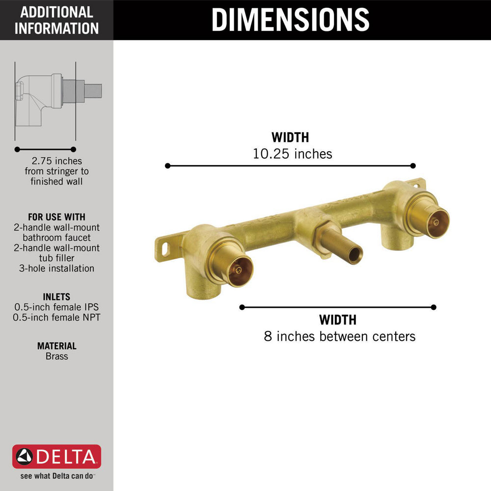 Delta Two Handle Wall Mount Rough In For Wall Mount Faucets