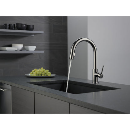 Delta TRINSIC Single Handle Pull-Down Kitchen Faucet- Black Stainless