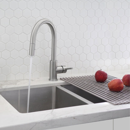 Stylish Modena 14" Kitchen Faucet Single Handle Pull Down Dual Mode Stainless Steel Brushed Finish K-131S