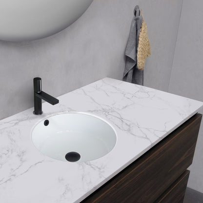 Stylish Natty 16" x 16" Round Undermount Ceramic Bathroom Sink with 2 Overflow Finishes P-207