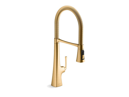 Kohler Graze 24" Single Handle Semi Professional Kitchen Faucet With 24-5/16" Spout Vibrant Brushed Brass