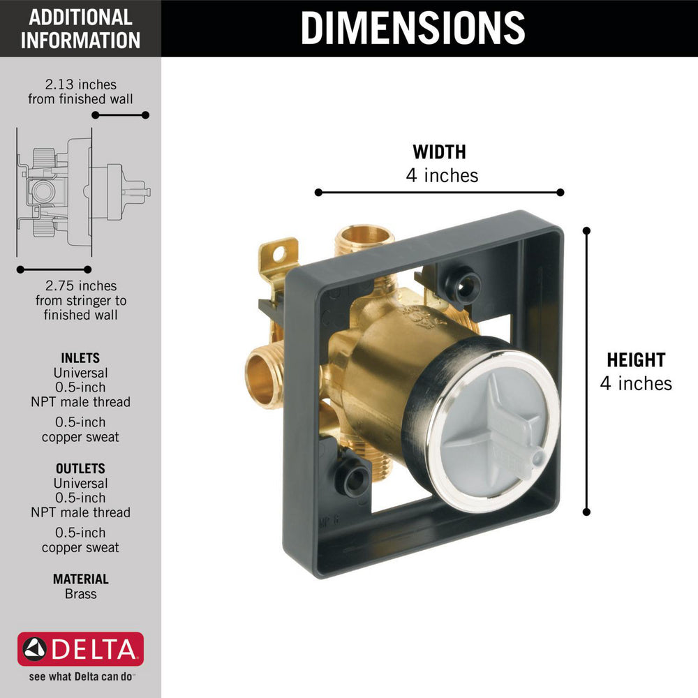 Delta MultiChoice Universal Tub / Shower Rough In Valve - Universal Inlets / Outlets