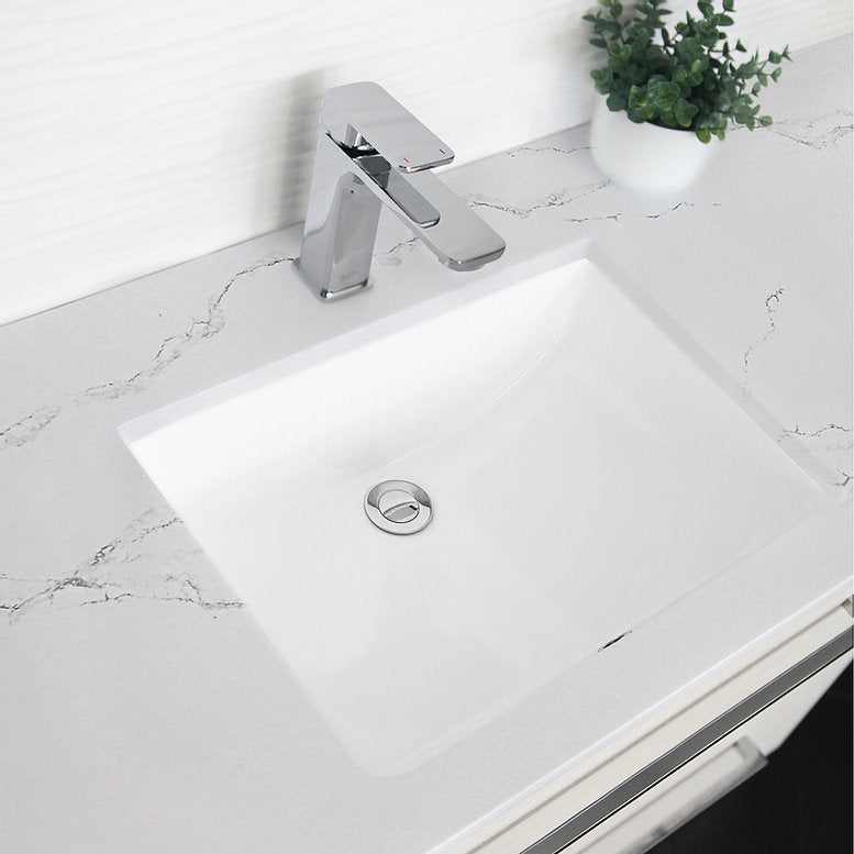 Stylish Sharp 21.25" x 14.5" Rectangular Undermount Bathroom Sink with Overflow Polished Chrome P-203