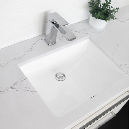 Stylish Sharp 21.25" x 14.5" Rectangular Undermount Bathroom Sink with Overflow Polished Chrome P-203