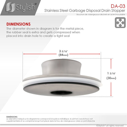 Stylish Stainless Steel Garburator Disposal Drain Stopper DA-03