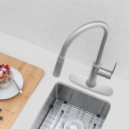 Stylish Kitchen Faucet Plate in Stainless Steel in Brushed Nickel Finish A-802B