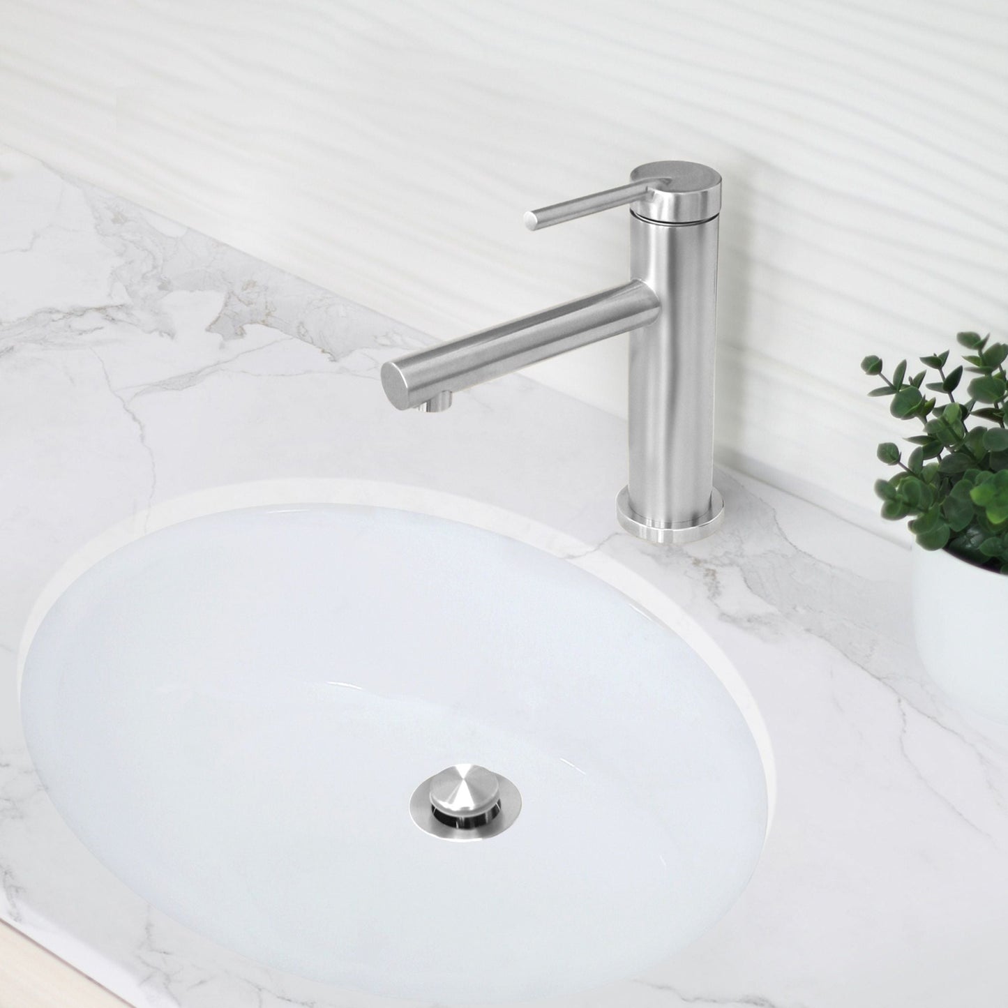 Stylish Toria 6" Single Handle Basin Bathroom Faucet in Stainless Steel Finish B-108S