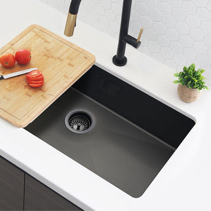 Stylish 3.5" Pearl Black Stainless Steel Kitchen Sink Strainer with Removable Basket, Strainer Assembly ST-06