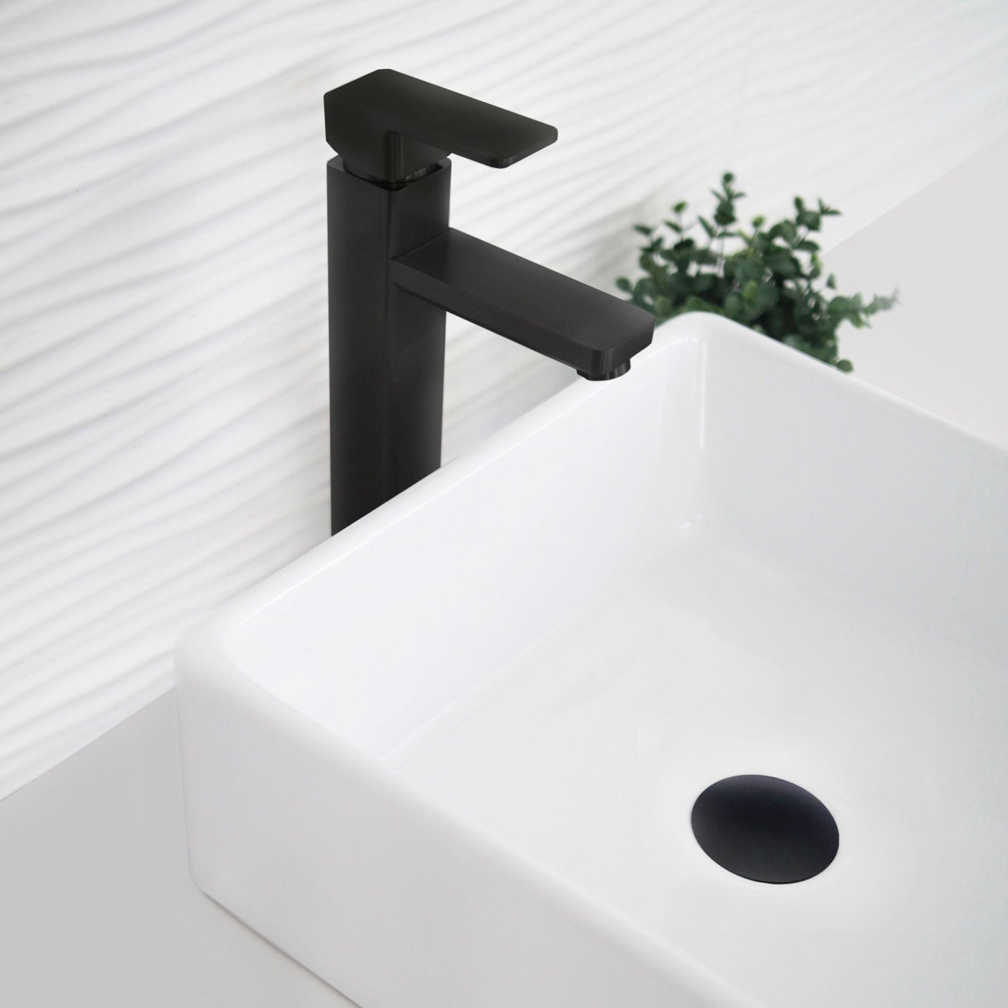 Stylish Daysi 12" Single Hole Single Handle Vessel Bathroom Faucet in Matte Black B-121N