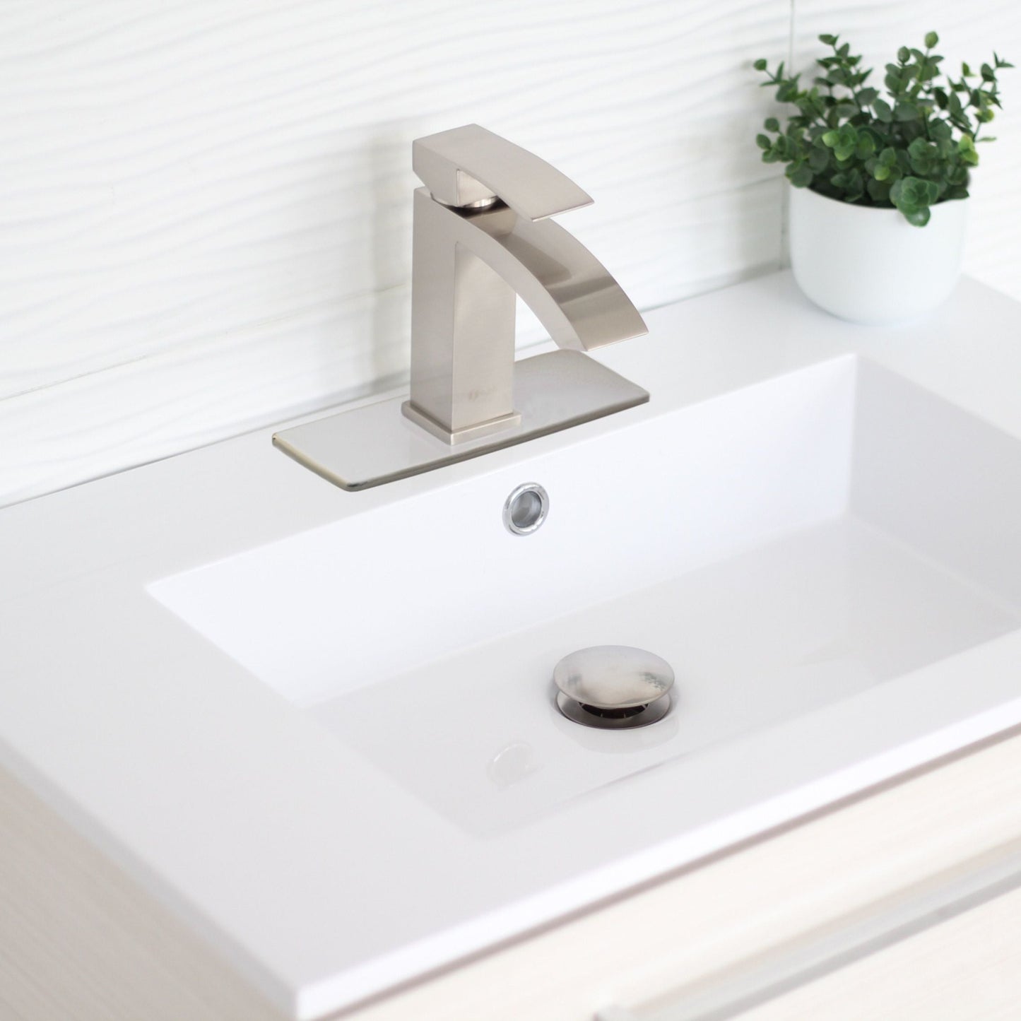 Stylish Single Hole Bathroom Faucet Plate in Brushed Nickel Finish A-801B