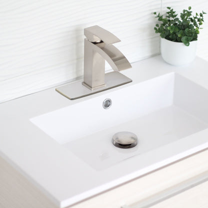 Stylish Single Hole Bathroom Faucet Plate in Brushed Nickel Finish A-801B
