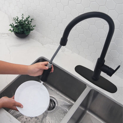 Stylish Kitchen Faucet Plate in Stainless Steel in Matte Black Finish A-802N