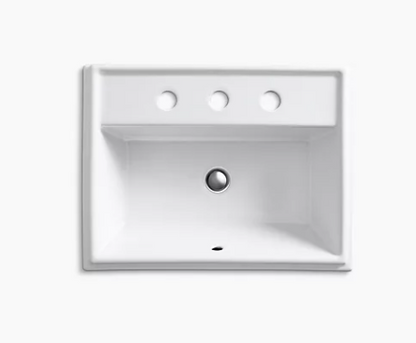 Kohler Tresham Rectangle Drop-in Bathroom Sink With 8" Widespread Faucet Holes - White