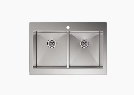 Kohler Vault 35-3/4" X 24-5/16" X 9-5/16" Top-mount Double-equal Stainless Steel Farmhouse Kitchen Sink for 36" Cabinet
