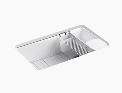 Kohler Riverby 33" X 22" X 9-5/8" Undermount Single-bowl Workstation Kitchen Sink With Accessories - White