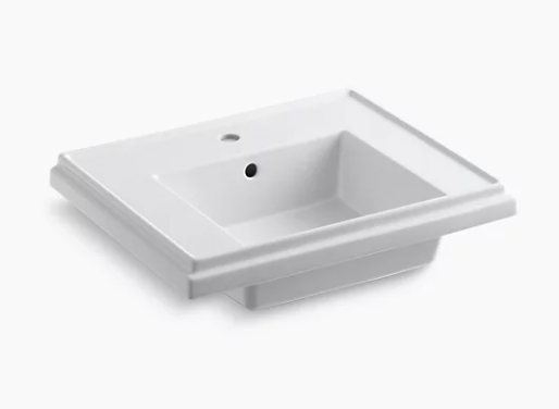 Kohler Tresham 24" Pedestal Bathroom Sink Basin With Single Faucet Hole - White