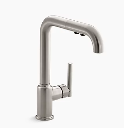 Kohler Purist Single-hole Kitchen Sink Faucet With 8" Pull-out Spout - Vibrant Stainless