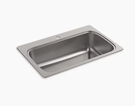 Kohler Verse 33" X 22" X 9-5/16" Top-mount Single-bowl Kitchen Sink With Single Faucet Hole