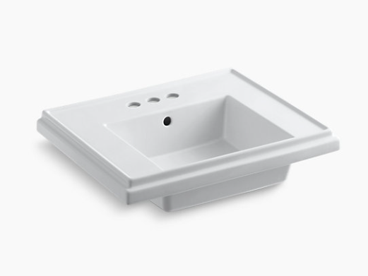 Kohler Tresham 24" Pedestal Bathroom Sink Basin With 4" Centerset Faucet Holes - White