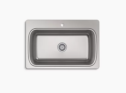 Kohler Verse 33" X 22" X 9-5/16" Top-mount Single-bowl Kitchen Sink With Single Faucet Hole