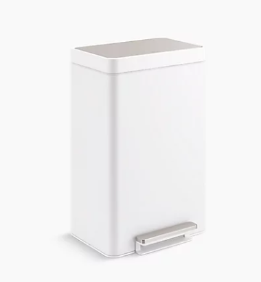 Kohler Dual-compartment Step Trash Can - White