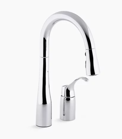 Simplice Two-hole Kitchen Sink Faucet With 14-3/4" Pull-down Swing Spout, Docknetik Magnetic Docking System, and a 3-function Sprayhead Featuring Sweep Spray - Chrome