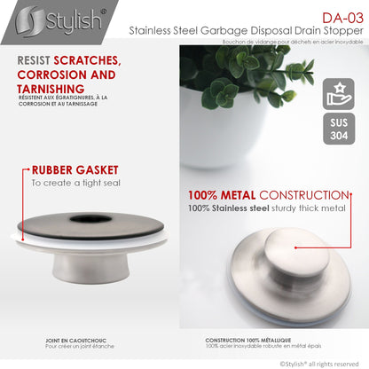 Stylish Stainless Steel Garburator Disposal Drain Stopper DA-03