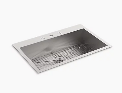 Kohler Vault 33" X 22" X 9-5/16" Top-mount/undermount Large Single-bowl Kitchen Sink With 3 Faucet Holes