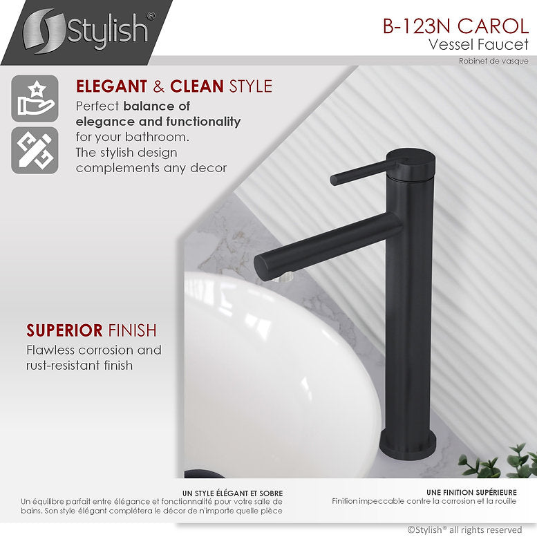 Stylish Stylish Carol Bathroom Faucet Single Handle Matte Black Finish B-123N