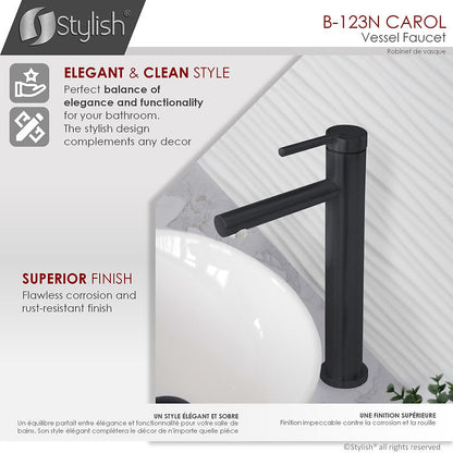 Stylish Stylish Carol Bathroom Faucet Single Handle Matte Black Finish B-123N
