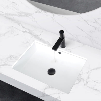 Stylish Voguish 24" x 16" Rectangular Undermount Ceramic Bathroom Sink with 2 Overflow Finishes P-208