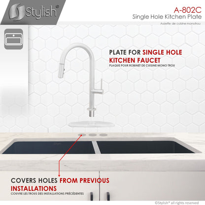 Stylish Kitchen Faucet Plate in Stainless Steel in Polished Chrome Finish A-802C