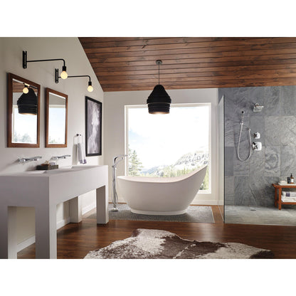 Delta TESLA Single Handle Floor Mount Tub Filler Trim with Hand Shower -Chrome (Valves Sold Separately)