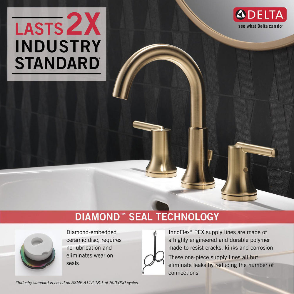 Delta TRINSIC Two Handle Widespread 3 Hole Bathroom Faucet
