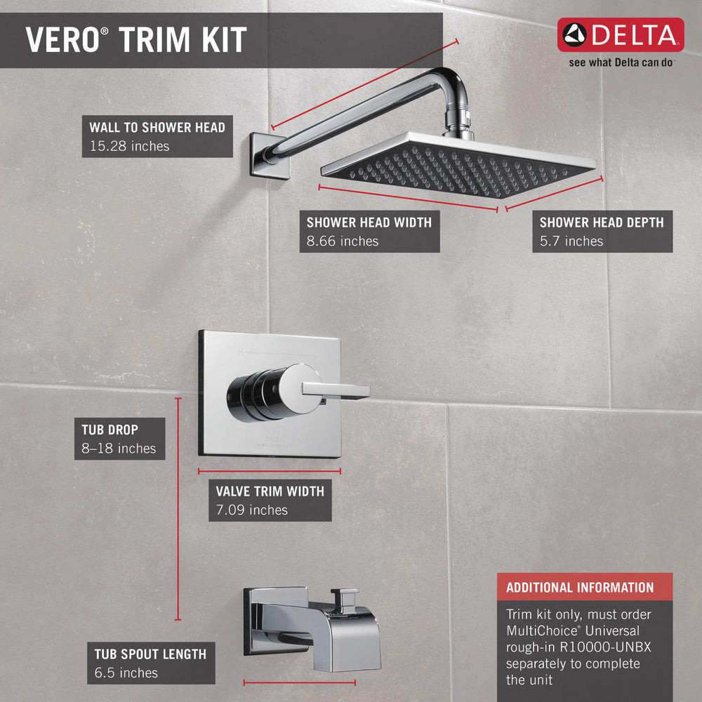 Delta VERO Monitor 14 Series Tub & Shower Trim -Chrome (Valve Sold Separately)