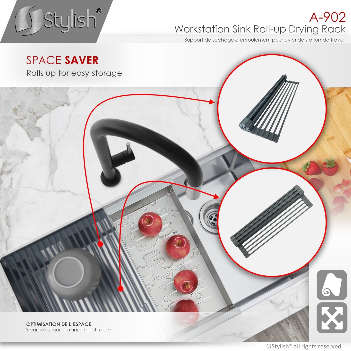 Stylish Workstation Roll-up Drying Rack A-902DG