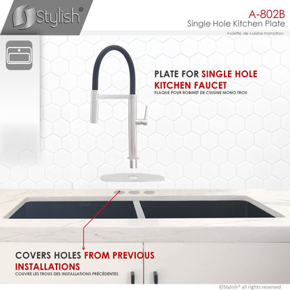 Stylish Kitchen Faucet Plate in Stainless Steel in Brushed Nickel Finish A-802B