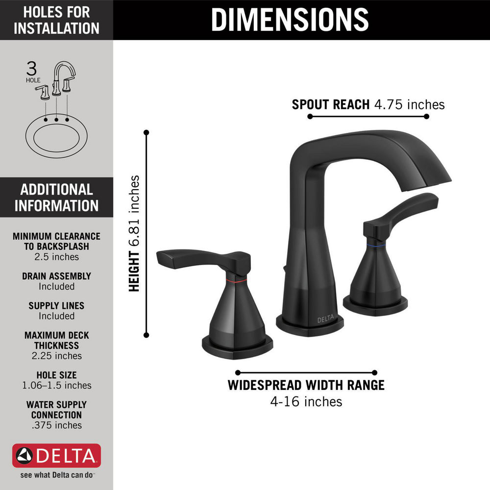 Delta STRYKE Widespread Two Handle 3 Hole Faucet