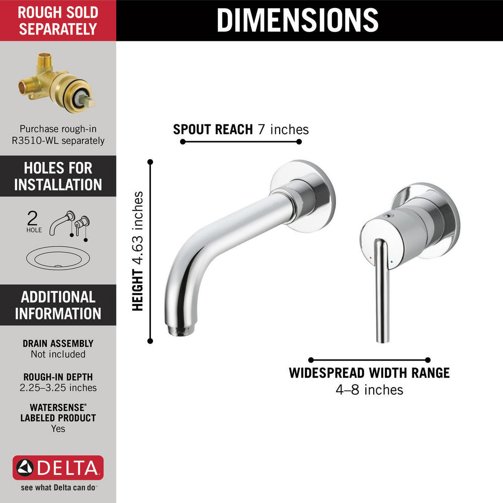 Delta TRINSIC Single Handle Wall Mount Bathroom Faucet Trim