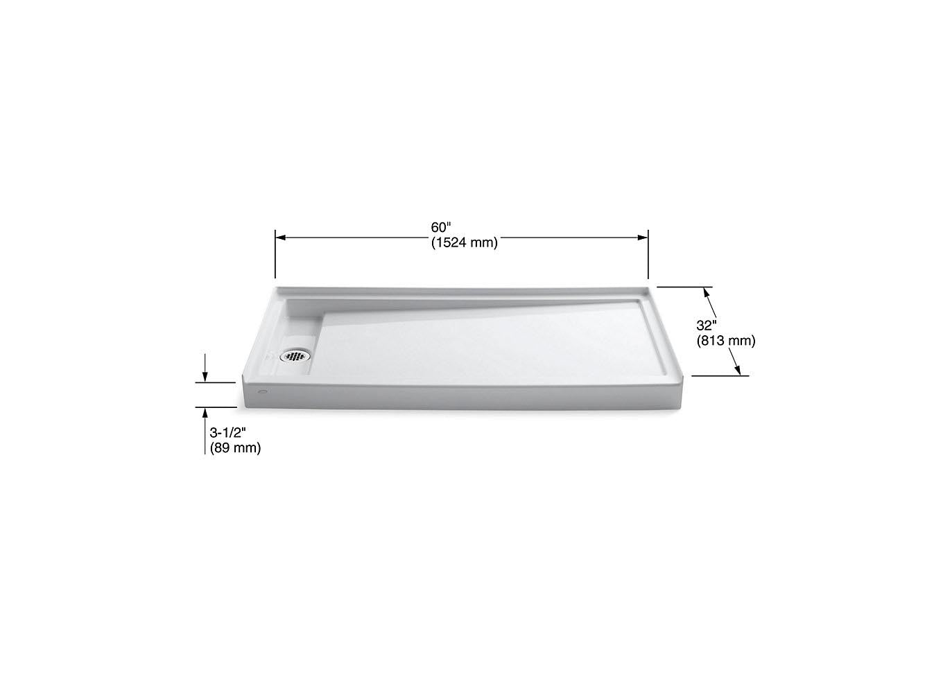 Kohler Groove 60" x 32" Single Threshold Left Hand Drain Shower Base - White