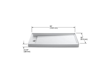 Kohler Groove 60" x 32" Single Threshold Left Hand Drain Shower Base - White